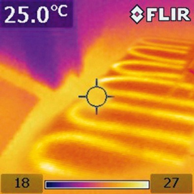 Вид напольного отопления с тепловизора