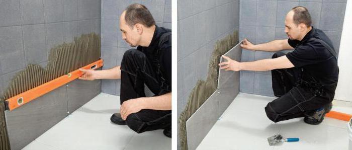 как клеить плитку в ванной на стену 