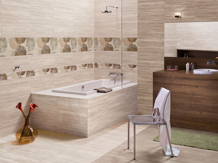 Большая плитка в ванную комнату – модный дизайн