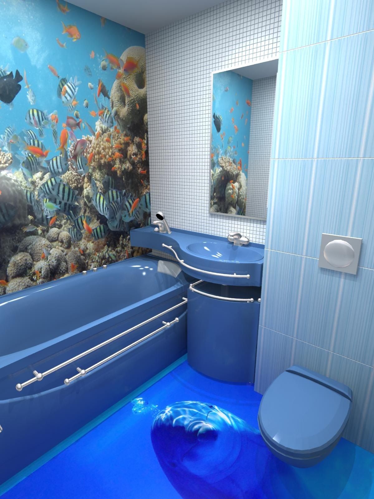 Необычный морской интерьер в ванной