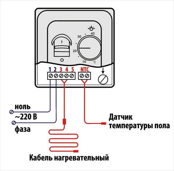 Схема подключения комнатного термостата