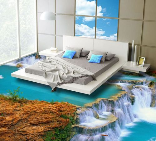 3D полы для спальни водопад